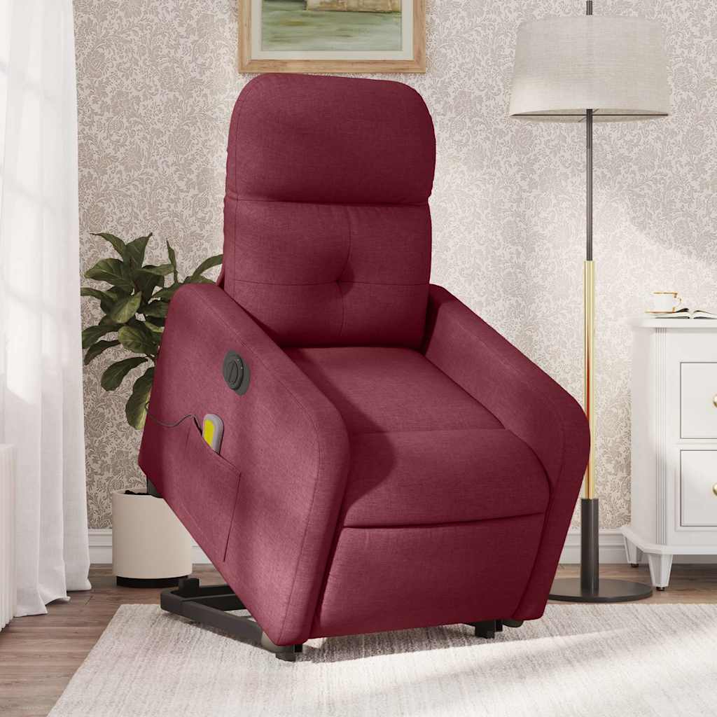 Poltrona Alzapersona Massaggiante Elettrica Rosso Vino Tessuto | homemem39