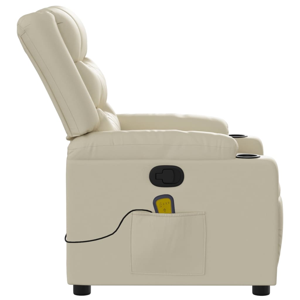 Poltrona reclinabile massaggiante in Similpelle Crema | homemem39