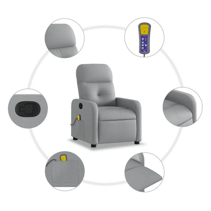 Poltrona reclinabile massaggiante in Tessuto Grigio Chiaro | homemem39