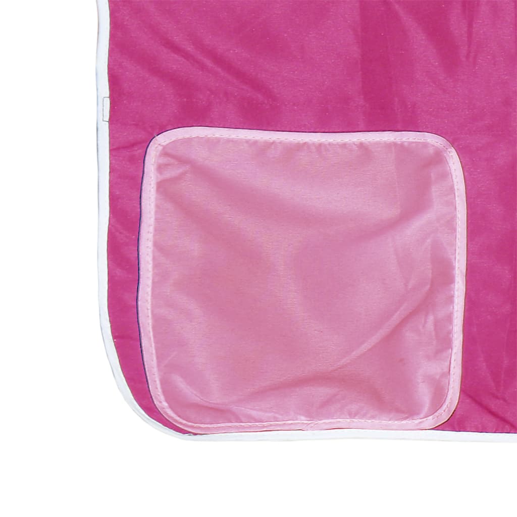 Letto a Soppalco con Tende Bambini Rosa 80x200 cm Massello Pino