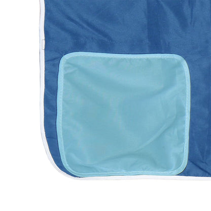 Letto a Soppalco con Tende Bambini Blu 90x200 cm Massello Pino - homemem39