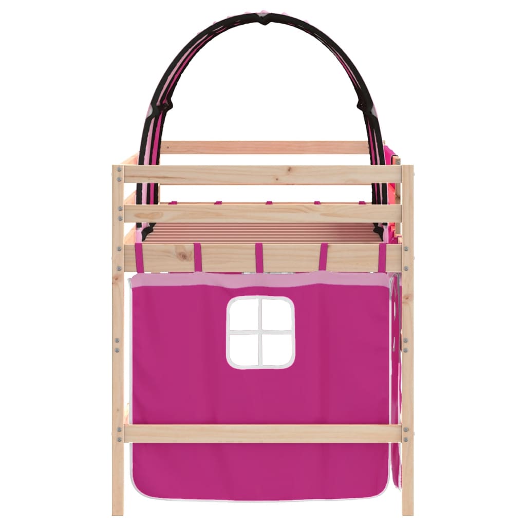 Letto a Soppalco con Tunnel Bambini 80x200cm Massello Pino