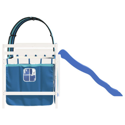 Letto a Soppalco con Tunnel Bambini Blu 80x200cm Massello Pino - homemem39