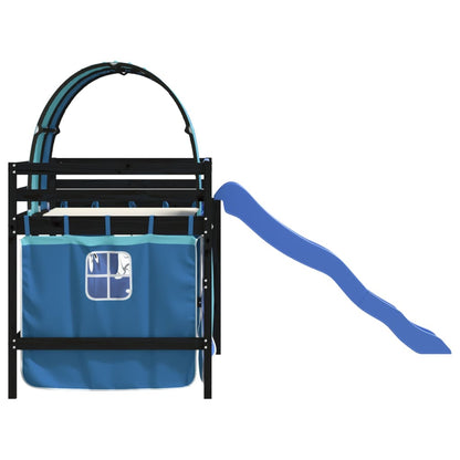 Letto a Soppalco con Tunnel Bambini Blu 80x200cm Massello Pino - homemem39