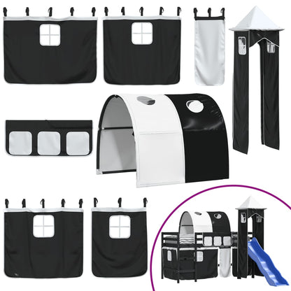 Letto a Soppalco con Torre Bambini Bianco e Nero 80x200cm Pino - homemem39