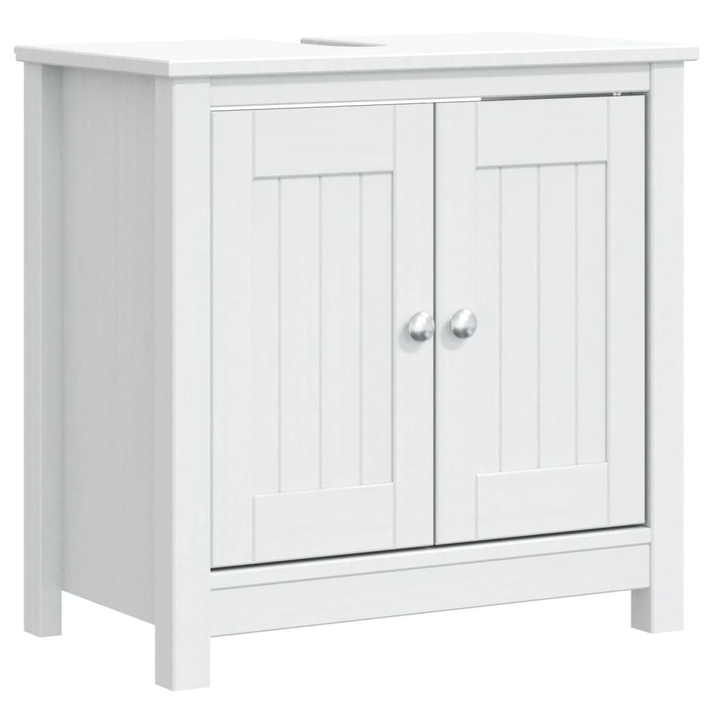 Set Mobili da Bagno 2 pz BERG Bianco in Legno Massello di Pino | homemem39