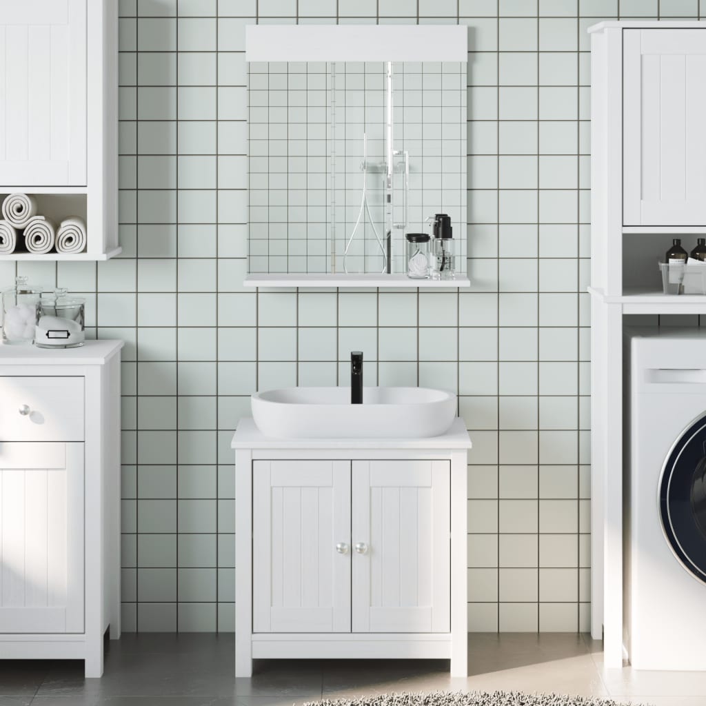 Set Mobili da Bagno 2 pz BERG Bianco in Legno Massello di Pino | homemem39