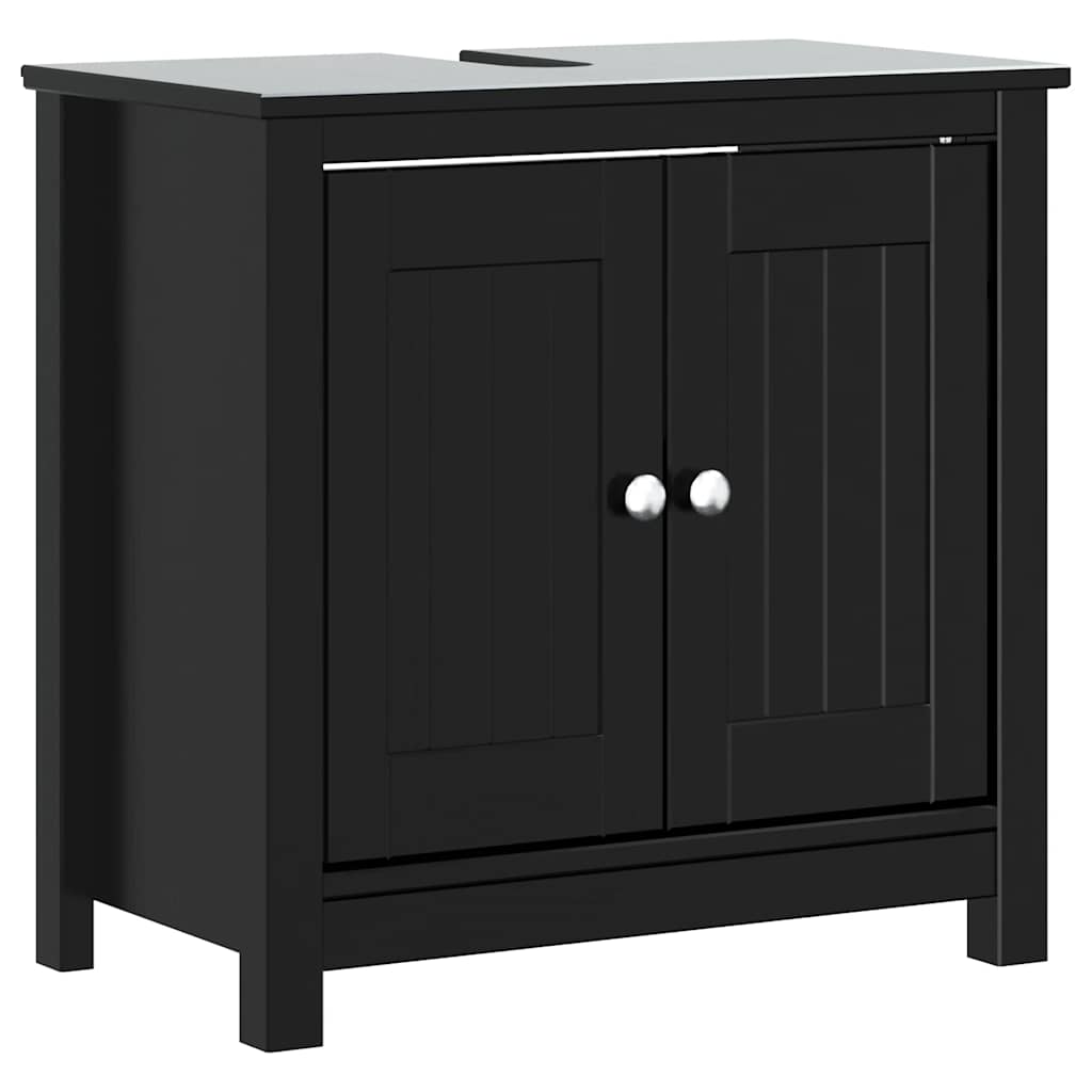 Set Mobili da Bagno 2 pz BERG Nero in Legno Massello di Pino | homemem39