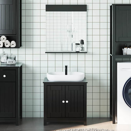 Set Mobili da Bagno 2 pz BERG Nero in Legno Massello di Pino | homemem39