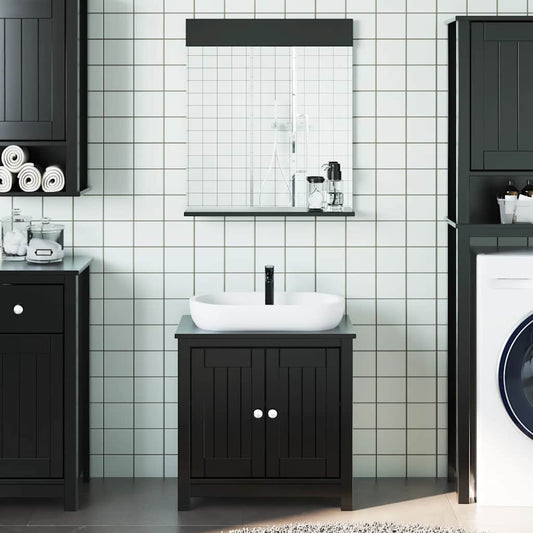 Set Mobili da Bagno 2 pz BERG Nero in Legno Massello di Pino | homemem39