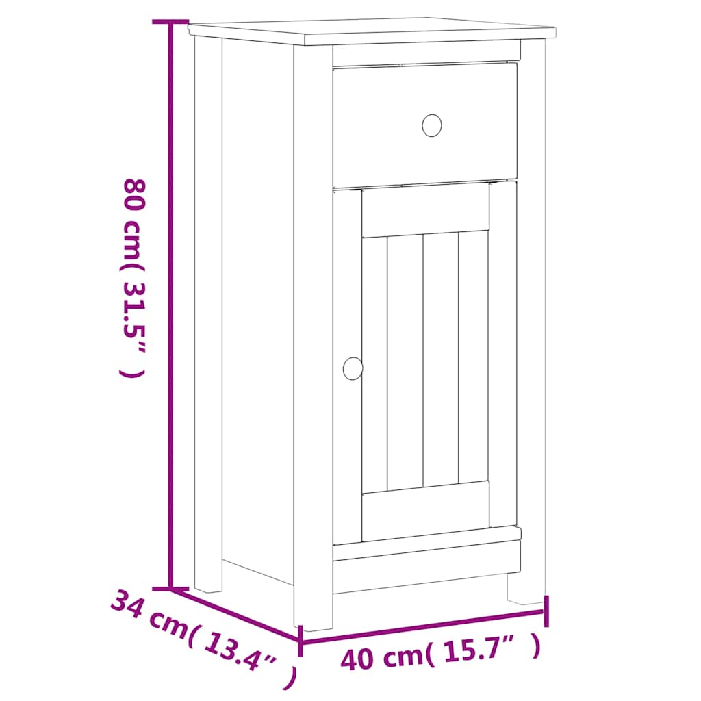 Set Mobili da Bagno 3 pz BERG Nero in Legno Massello di Pino | homemem39