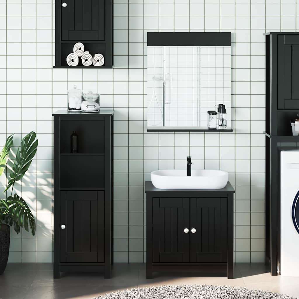 Set Mobili da Bagno 3 pz BERG Nero in Legno Massello di Pino | homemem39