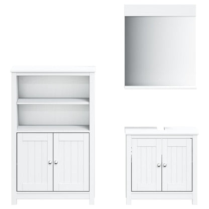 Set Mobili da Bagno 3 pz BERG Bianco in Legno Massello di Pino | homemem39