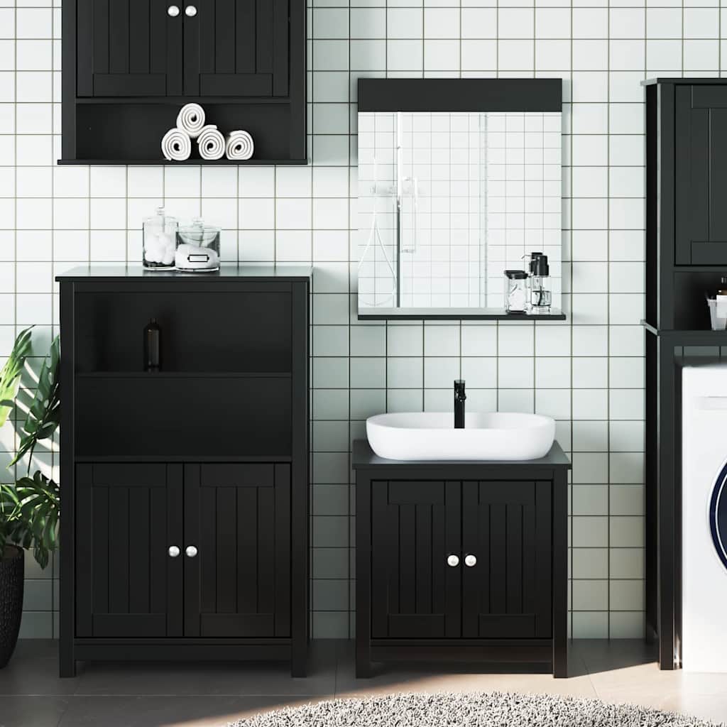 Set Mobili da Bagno 3 pz BERG Nero in Legno Massello di Pino | homemem39