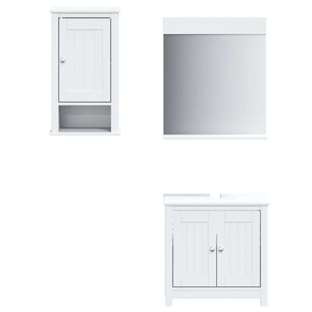 Set Mobili da Bagno 3 pz BERG Bianco in Legno Massello di Pino | homemem39
