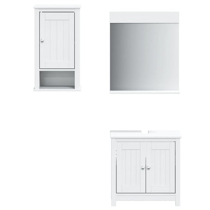 Set Mobili da Bagno 3 pz BERG Bianco in Legno Massello di Pino | homemem39