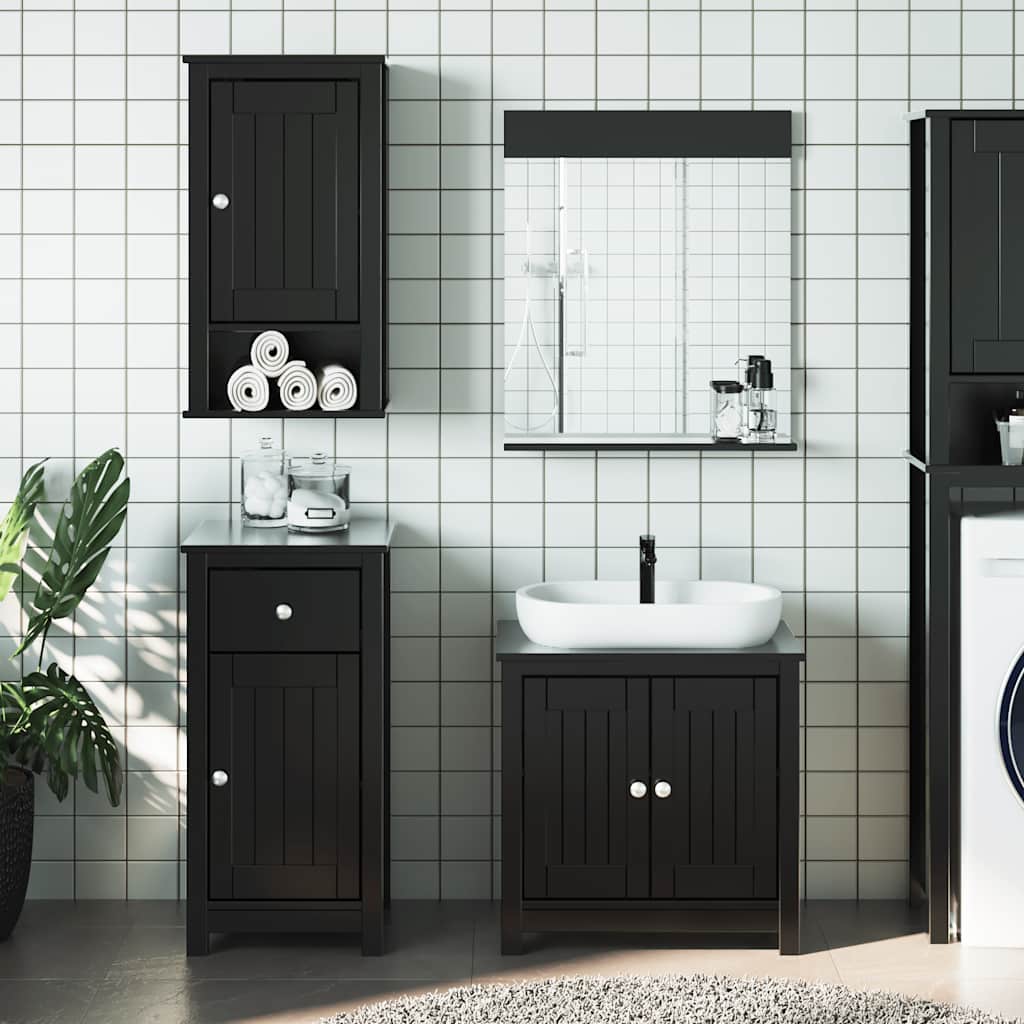Set Mobili da Bagno 3 pz BERG Nero in Legno Massello di Pino | homemem39