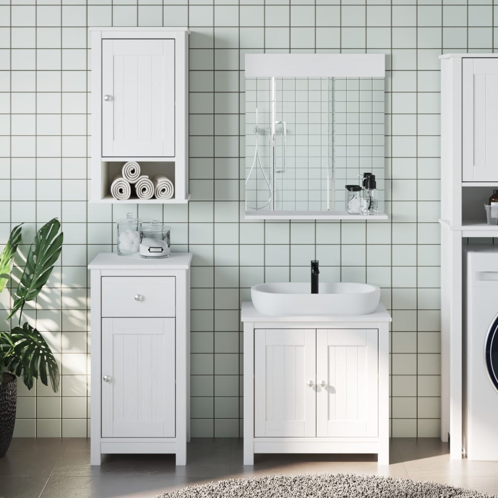 Set Mobili da Bagno 4 pz BERG Bianco in Legno Massello di Pino | homemem39