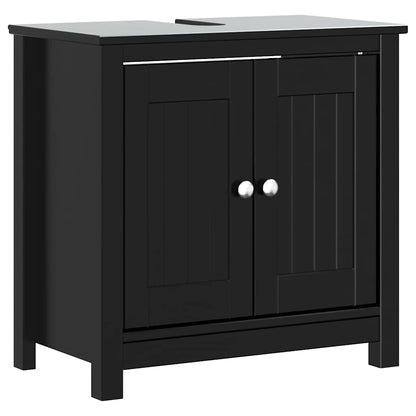 Set Mobili da Bagno 4 pz BERG Nero in Legno Massello di Pino | homemem39