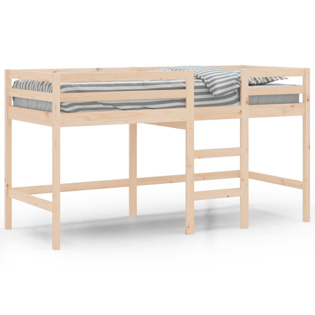 Letto Soppalco con Scala Bambini 90x200 cm Legno Massello Pino - homemem39