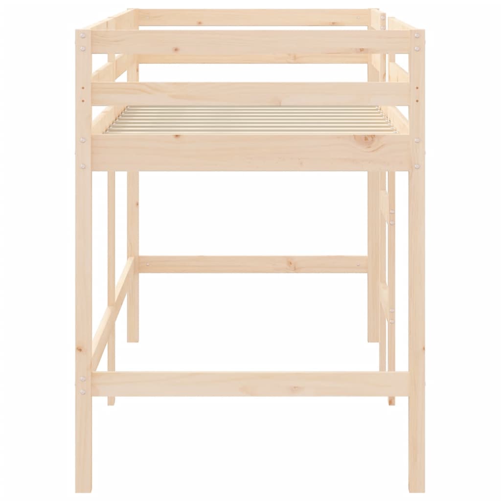 Letto Soppalco con Scala Bambini 90x200 cm Legno Massello Pino - homemem39
