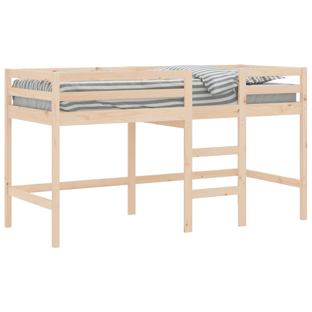 Letto Soppalco con Scala Bambini 90x190 cm Legno Massello Pino