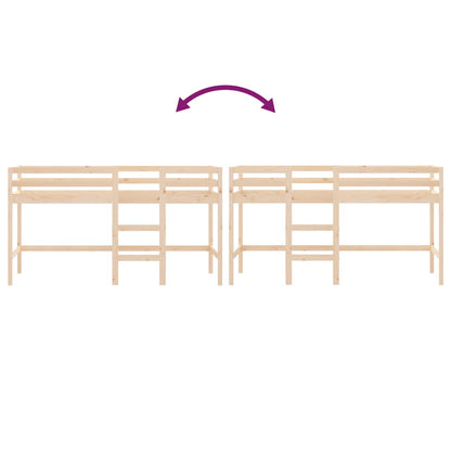 Letto Soppalco con Scala Bambini 90x190 cm Legno Massello Pino