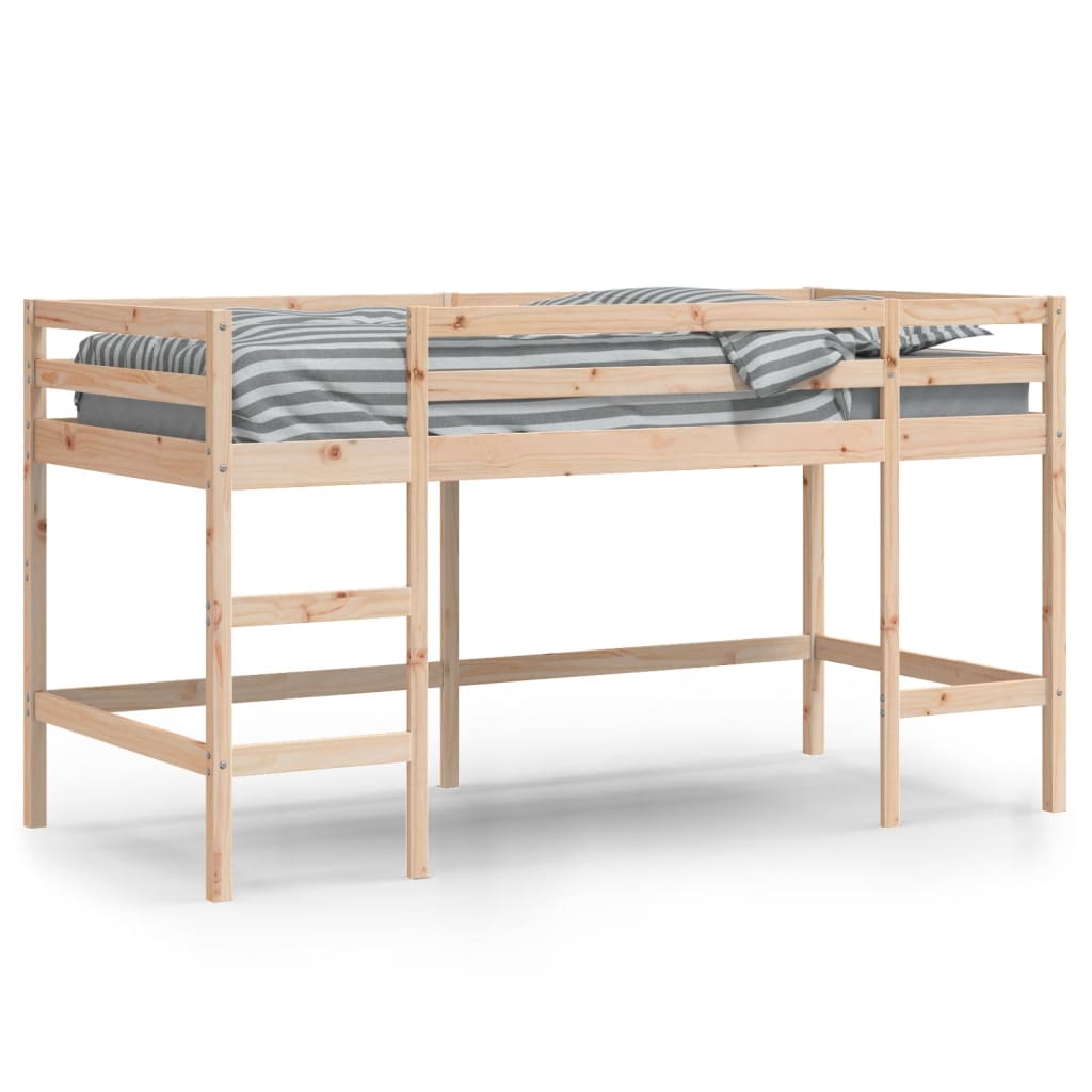 Letto Soppalco con Scala Bambini 80x200cm Massello Pino - homemem39
