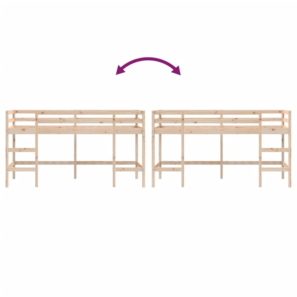 Letto Soppalco con Scala Bambini 80x200cm Massello Pino | homemem39
