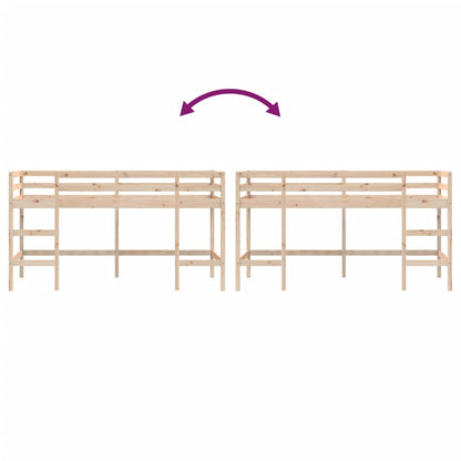 Letto Soppalco con Scala Bambini 80x200cm Massello Pino | homemem39