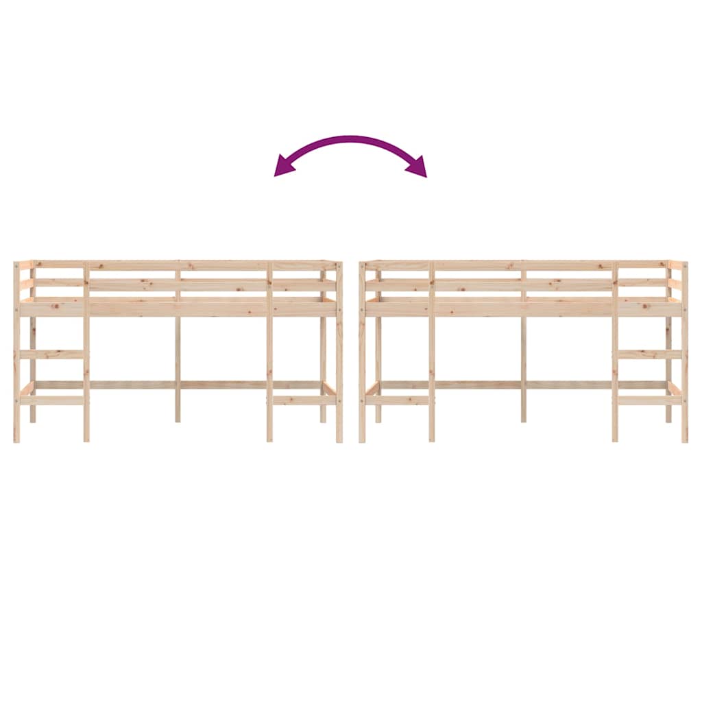 Letto Soppalco con Scala Bambini 80x200cm Massello Pino