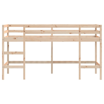 Letto Soppalco con Scala Bambini 90x200 cm Legno Massello Pino - homemem39