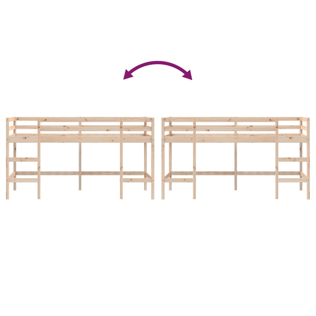 Letto Soppalco con Scala Bambini 90x200 cm Legno Massello Pino - homemem39