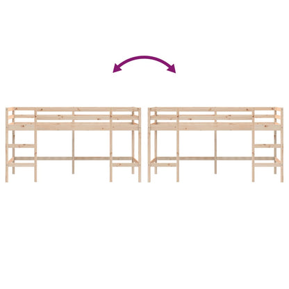 Letto Soppalco con Scala Bambini 90x200 cm Legno Massello Pino - homemem39