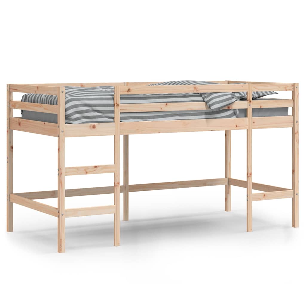 Letto Soppalco con Scala Bambini 90x190 cm Legno Massello Pino | homemem39