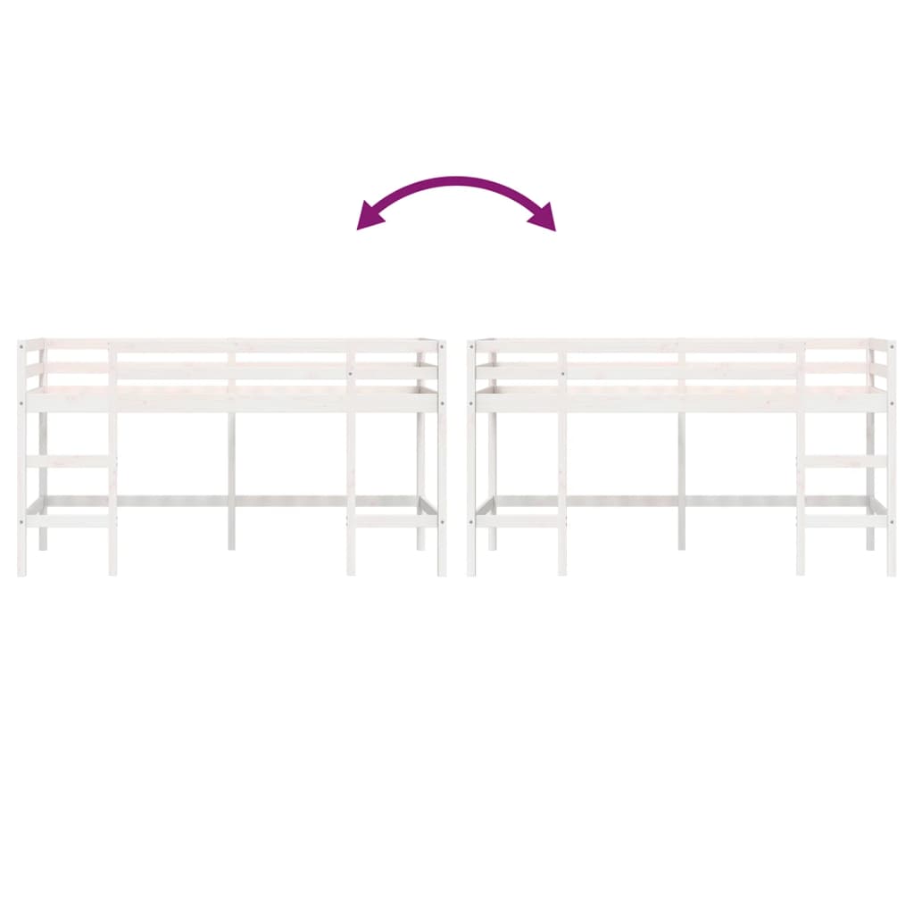 Letto Soppalco con Scala Bambini 90x190 cm Legno Massello Pino - homemem39