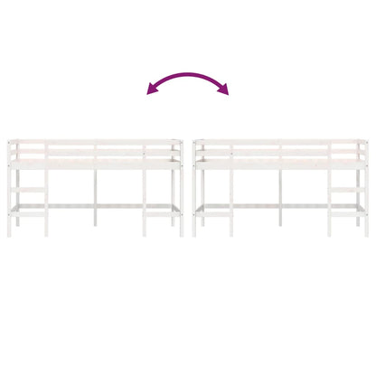 Letto Soppalco con Scala Bambini 90x190 cm Legno Massello Pino - homemem39