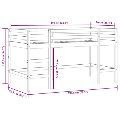 Letto Soppalco con Scala Bambini 90x190 cm Legno Massello Pino | homemem39