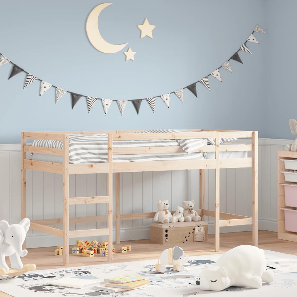 Letto Soppalco con Scala Bambini 90x190 cm Legno Massello Pino | homemem39