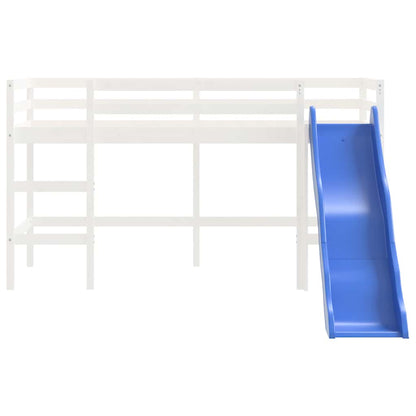 Letto Soppalco Scivolo Bambini Bianco 80x200 cm Massello Pino - homemem39