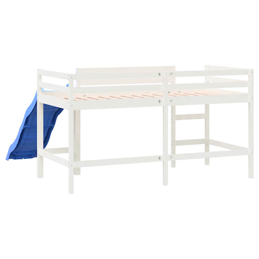 Letto Soppalco Scivolo Bambini Bianco 80x200 cm Massello Pino - homemem39
