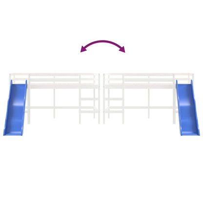 Letto Soppalco Scivolo Bambini Bianco 80x200 cm Massello Pino - homemem39