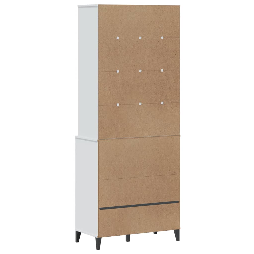 Credenza VIKEN Bianca 80x40x200 cm in Legno Massello di Pino