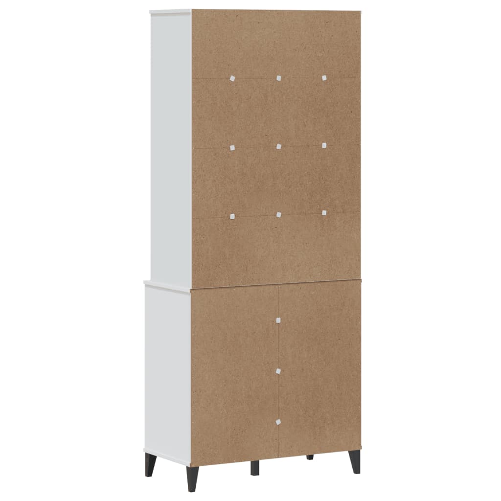 Credenza VIKEN Bianca 80x40x190 cm in Legno Massello di Pino