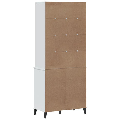 Credenza VIKEN Bianca 80x40x190 cm in Legno Massello di Pino