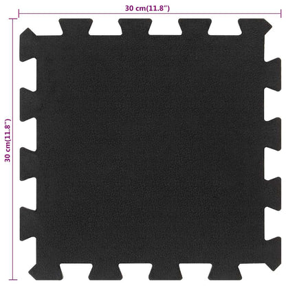 Piastrelle per Pavimenti in Gomma 16 pz Nere 16 mm 30x30 cm | homemem39