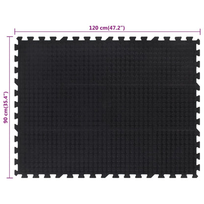 Piastrella per Pavimenti in Gomma Nera 12 mm 90x120 cm | homemem39