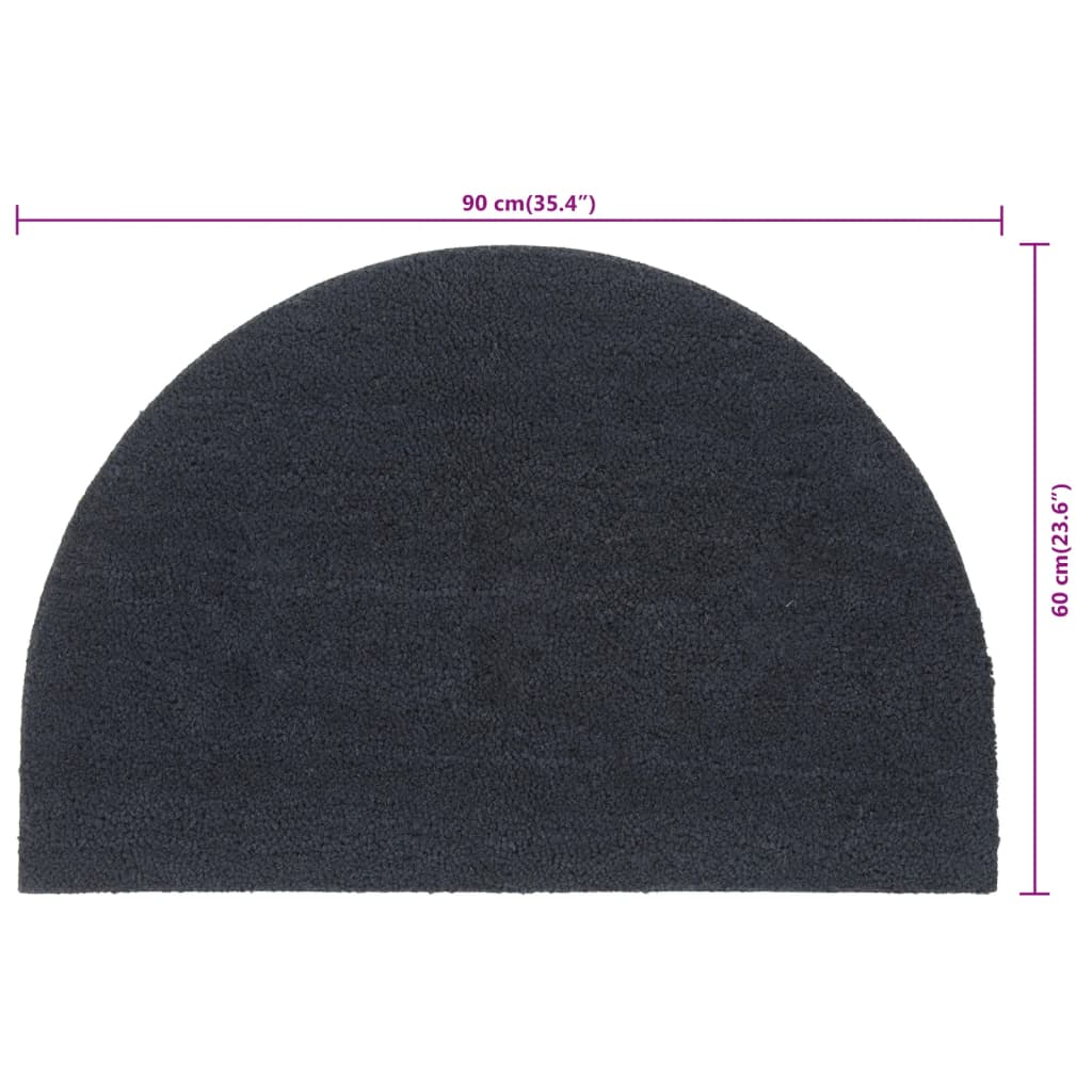 Zerbino Grigio Scuro Mezzo Rotondo 60x90 cm Fibra di Cocco | homemem39