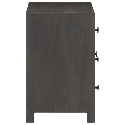Credenza Bianco e Grigio 75x35x55 cm in Legno Massello di Mango