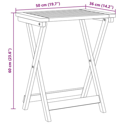 Tavolo da Giardino Pieghevole 50x36x60 cm Legno Massello Acacia